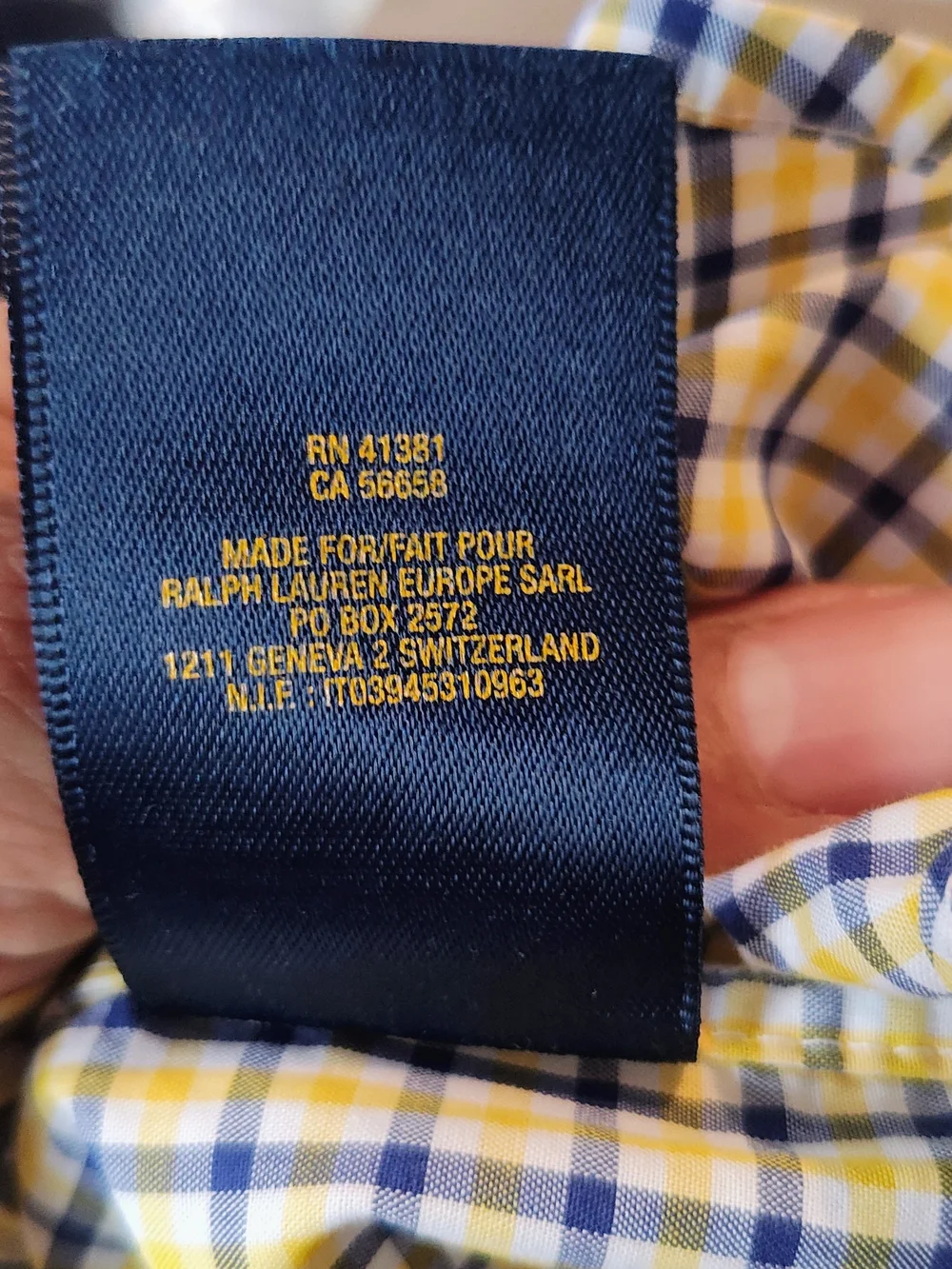 Ralph Lauren White Shirt with Blue Check Plaid